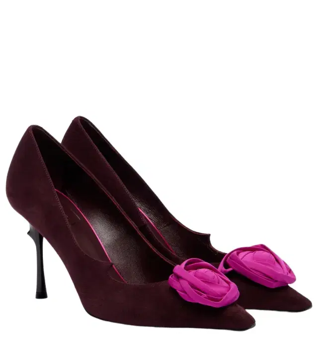 Rose Vivier floral-appliqué suede pumps