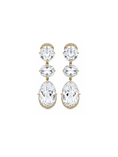 Wish Fine Jewelry 36.61ct Diamond Topaz 18K Gold Earrings | Thumbnail 1 Wish Fine Jewelry 36.61ct Diamond Topaz 18K Gold Earrings | Thumbnail 1
