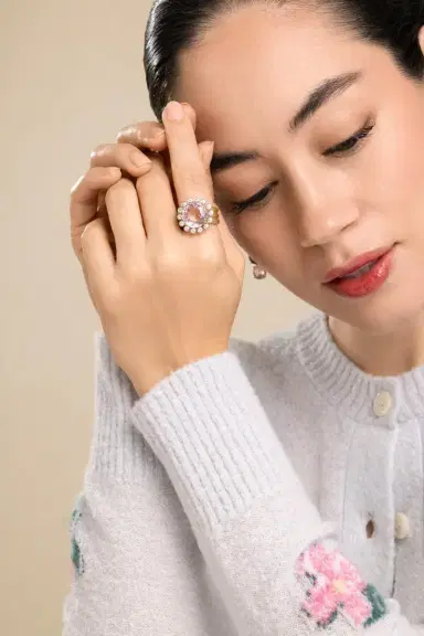 IRENE NEUWIRTH JEWELRY Morganite Diamond Heroic Triple Band Ring | Thumbnail 3