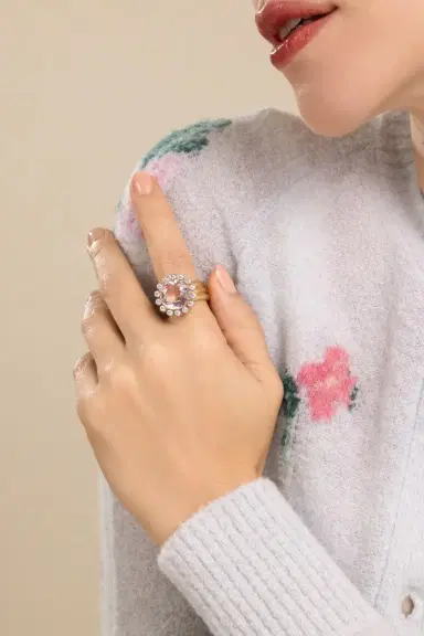 IRENE NEUWIRTH JEWELRY Morganite Diamond Heroic Triple Band Ring | Thumbnail 4