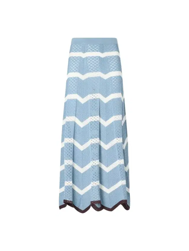 La DoubleJ Chevron Scalloped Striped Pointelle-knit Cotton Maxi Skirt