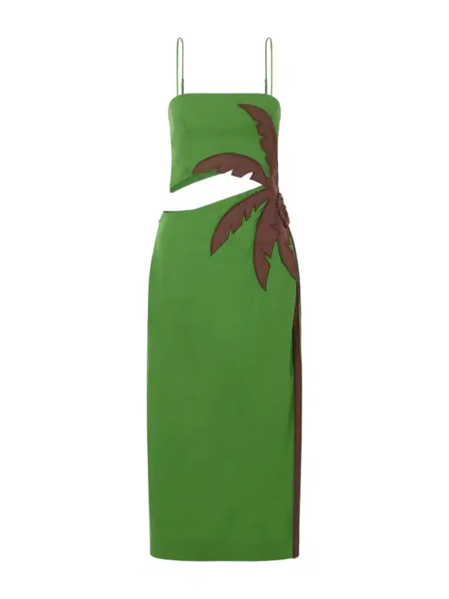 Cut-out Linen-blend Midi Dress