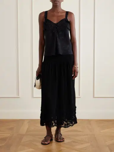 Ulla Johnson Leona Crochet-trimmed Ribbed Midi Skirt | Thumbnail 2 Ulla Johnson Leona Crochet-trimmed Ribbed Midi Skirt | Thumbnail 2