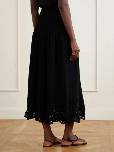 Ulla Johnson Leona Crochet-trimmed Ribbed Midi Skirt | Thumbnail 4 Ulla Johnson Leona Crochet-trimmed Ribbed Midi Skirt | Thumbnail 4