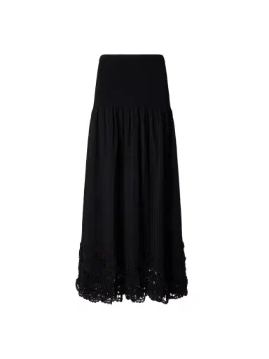 Ulla Johnson Leona Crochet-trimmed Ribbed Midi Skirt | Thumbnail 1 Ulla Johnson Leona Crochet-trimmed Ribbed Midi Skirt | Thumbnail 1