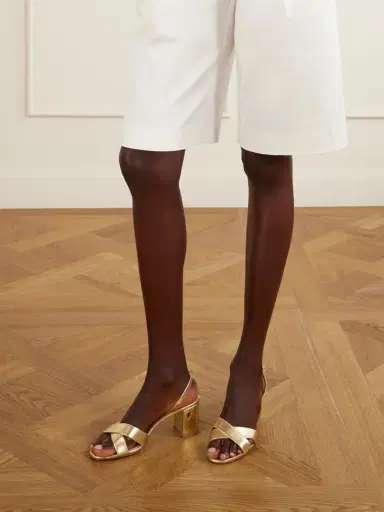 Jennifer Chamandi Leonardo 65 Metallic Leather Sandals | Thumbnail 2