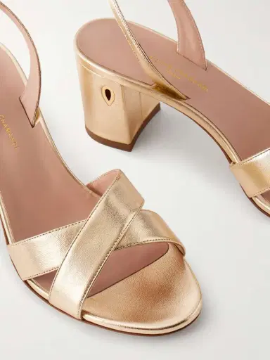Jennifer Chamandi Leonardo 65 Metallic Leather Sandals | Thumbnail 5