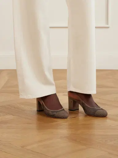 Jennifer Chamandi Mattia 65 Suede-trimmed Mesh Pumps | Thumbnail 2 Jennifer Chamandi Mattia 65 Suede-trimmed Mesh Pumps | Thumbnail 2