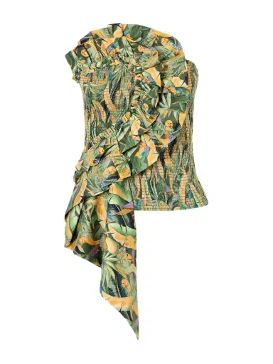 Farm Rio Strapless Ruched Cotton Tank | Thumbnail 1