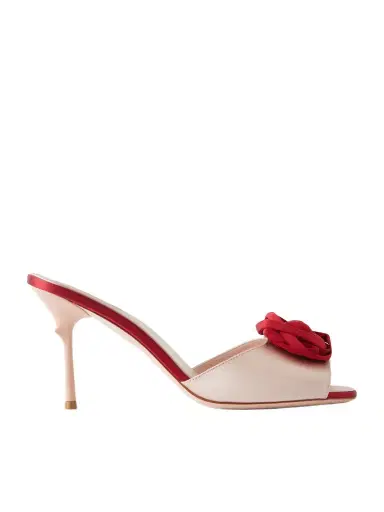Roger Vivier Epine Rose 85 Twill-trimmed Satin Sandals | Thumbnail 1 Roger Vivier Epine Rose 85 Twill-trimmed Satin Sandals | Thumbnail 1
