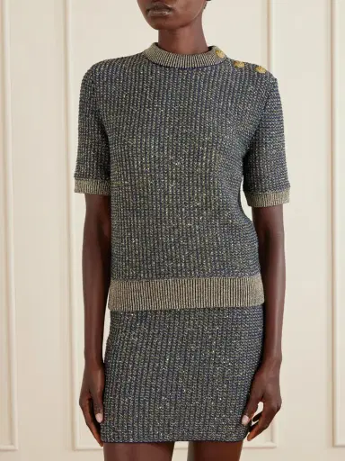 Balmain Embellished Tweed Sweater | Thumbnail 3 Balmain Embellished Tweed Sweater | Thumbnail 3