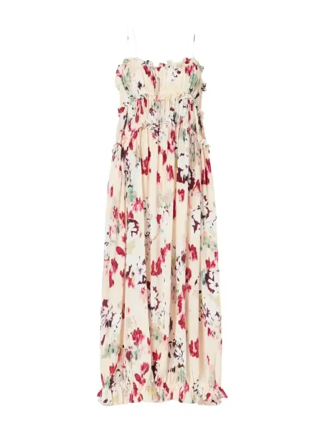 Ulla Johnson Clove Floral-print Ruched Silk Maxi Dress