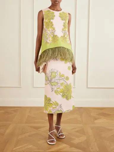 La DoubleJ Floral-print Textured Cotton-blend Midi Skirt | Thumbnail 2