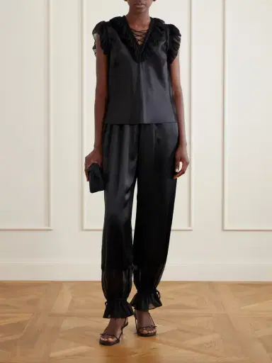 Ulla Johnson Camile Cinched Ruffled Silk Balloon Pants | Thumbnail 2 Ulla Johnson Camile Cinched Ruffled Silk Balloon Pants | Thumbnail 2