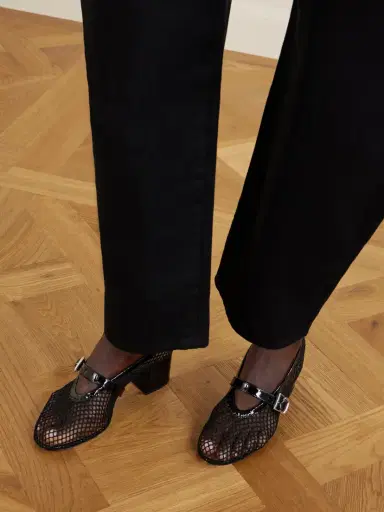 Alaïa 55 Patent Leather-trimmed Mesh Pumps | Thumbnail 2 Alaïa 55 Patent Leather-trimmed Mesh Pumps | Thumbnail 2