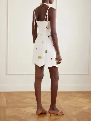Farm Rio Cool Day Scalloped Embroidered Linen Mini Dress | Thumbnail 3 Farm Rio Cool Day Scalloped Embroidered Linen Mini Dress | Thumbnail 3