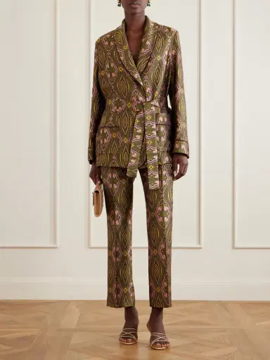 Etro Metallic Jacquard Crepe Straight-leg Pants | Thumbnail 2 Etro Metallic Jacquard Crepe Straight-leg Pants | Thumbnail 2