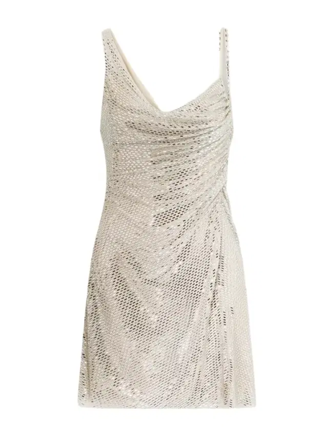 Self-Portrait Embellished Draped Tulle Mini Dress