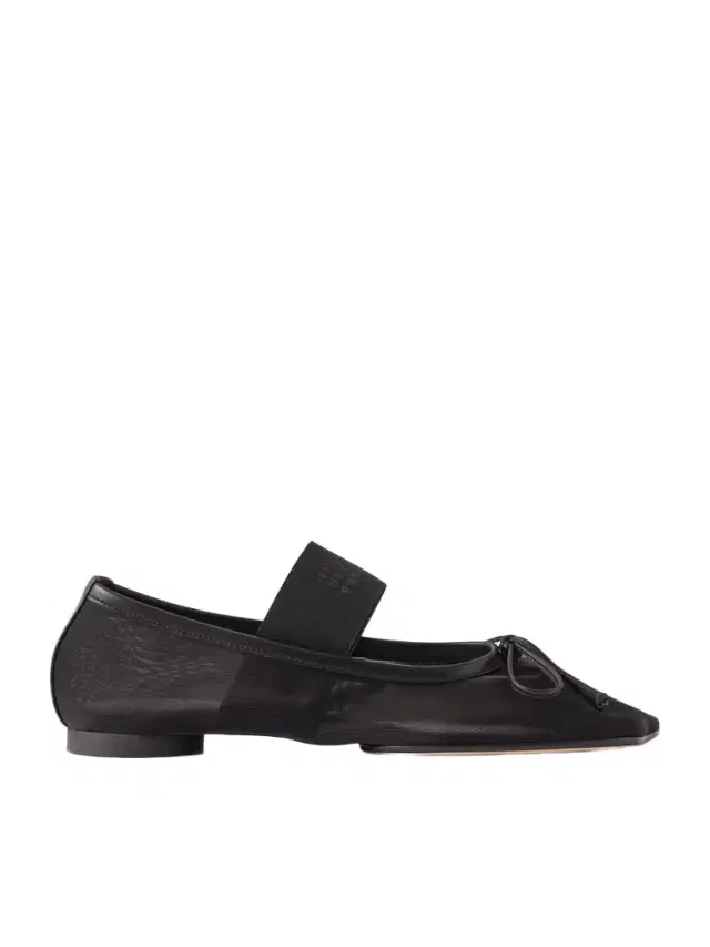 MM6 MAISON MARGIELA Bow-detailed Leather-trimmed Mesh Ballet Flats