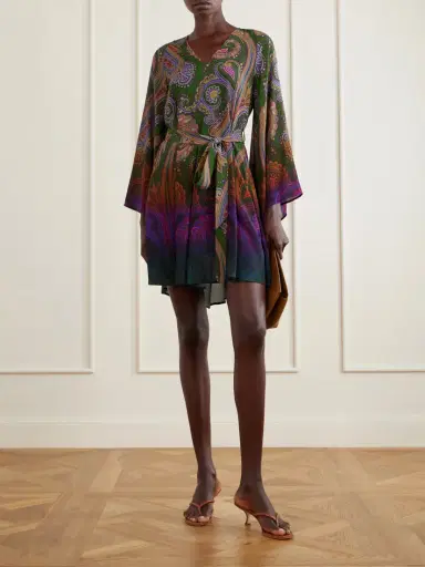Etro Belted Paisley-printed Jersey Mini Dress | Thumbnail 2 Etro Belted Paisley-printed Jersey Mini Dress | Thumbnail 2