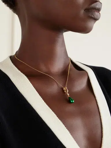 Valentino Garavani Vlogo Gold-tone, Stone And Crystals Necklace | Thumbnail 2
