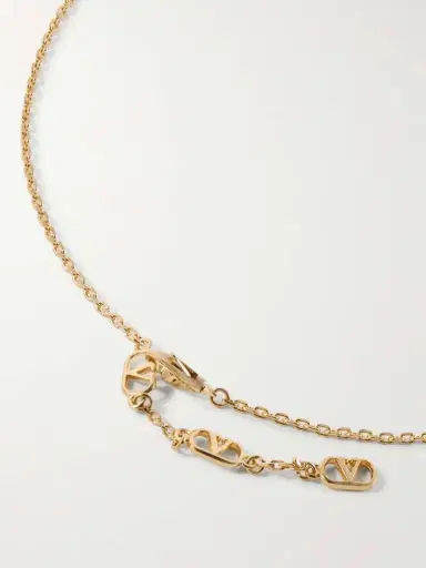 Valentino Garavani Vlogo Gold-tone, Stone And Crystals Necklace | Thumbnail 3