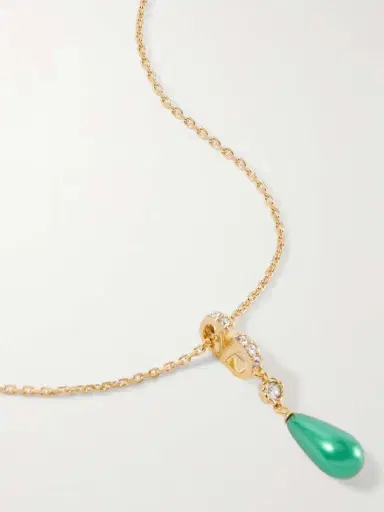 Valentino Garavani Vlogo Gold-tone, Stone And Crystals Necklace | Thumbnail 4