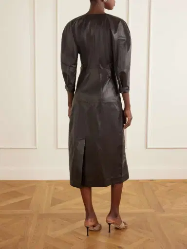 Victoria Beckham Dolman Belted Leather Midi Dress | Thumbnail 3
