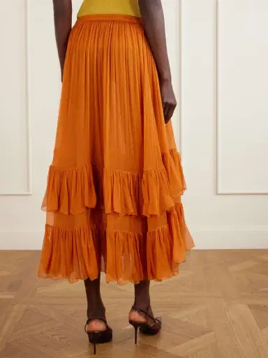 Saint Laurent Ruffled Silk-muslin Maxi Skirt | Thumbnail 3 Saint Laurent Ruffled Silk-muslin Maxi Skirt | Thumbnail 3