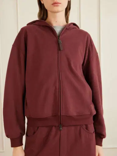 Brunello Cucinelli Bead-embellished Cotton-jersey Zip-up Hoodie | Thumbnail 3 Brunello Cucinelli Bead-embellished Cotton-jersey Zip-up Hoodie | Thumbnail 3