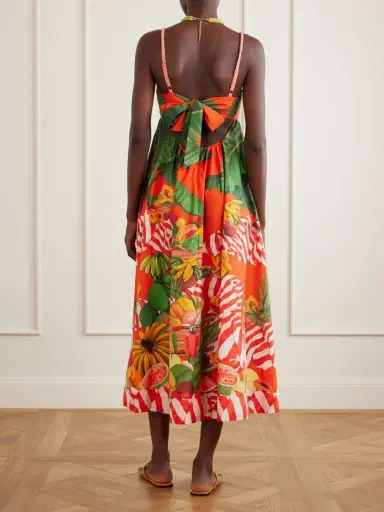 Farm Rio Fruit Trolley Printed Cotton Midi Dress | Thumbnail 3
