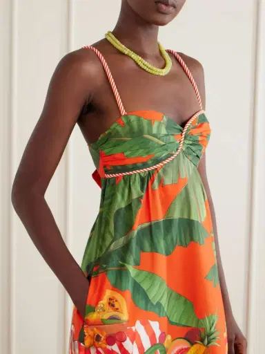 Farm Rio Fruit Trolley Printed Cotton Midi Dress | Thumbnail 4