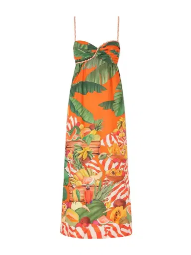 Farm Rio Fruit Trolley Printed Cotton Midi Dress | Thumbnail 1