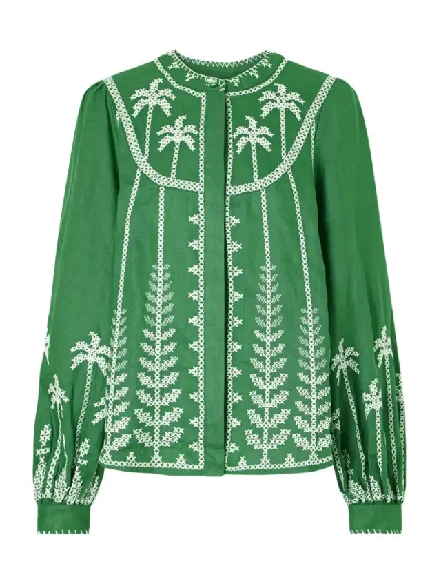Embroidered Linen Blouse