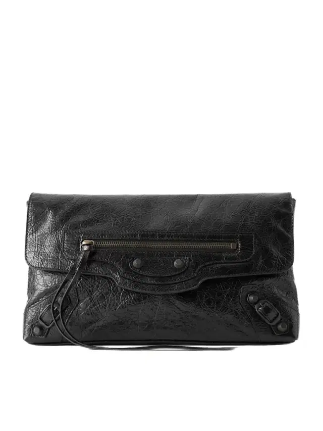 Le City Crinkled-leather Clutch