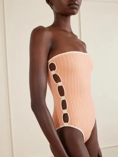 Eres Golden Embellished Cut-out Jacquard Swimsuit | Thumbnail 4 Eres Golden Embellished Cut-out Jacquard Swimsuit | Thumbnail 4
