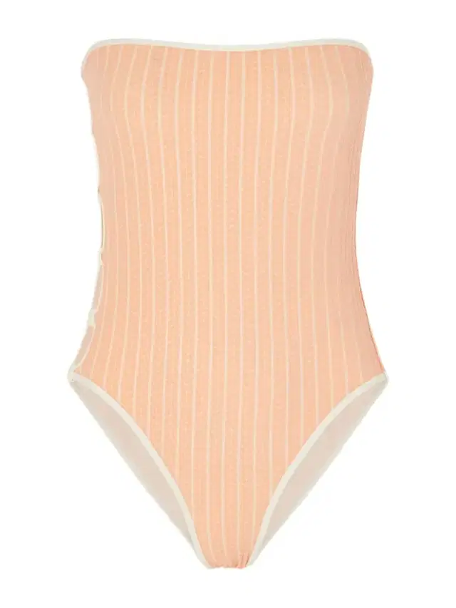 Golden Embellished Cut-out Jacquard Swimsuit