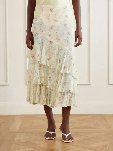 Ulla Johnson Meadow Floral-print Crepon-silk Midi Skirt | Thumbnail 3
