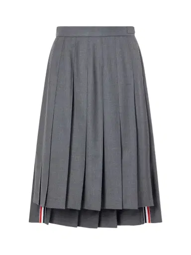 Thom Browne Asymmetric Grosgrain-trimmed Pleated Wool Midi Skirt | Thumbnail 1