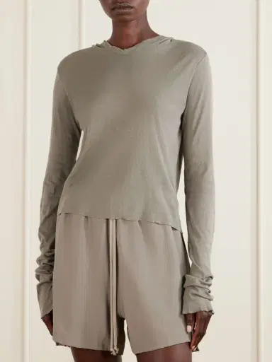 Rick Owens Cropped Cotton-jersey Hooded T-shirt | Thumbnail 3