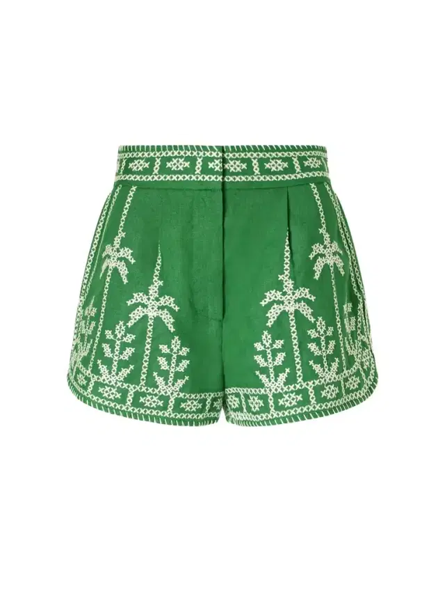 Embroidered Linen Shorts