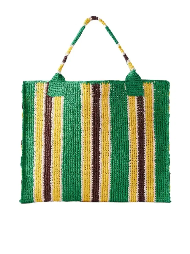 Loeffler Randall Sol Striped Woven Raffia Tote Bag