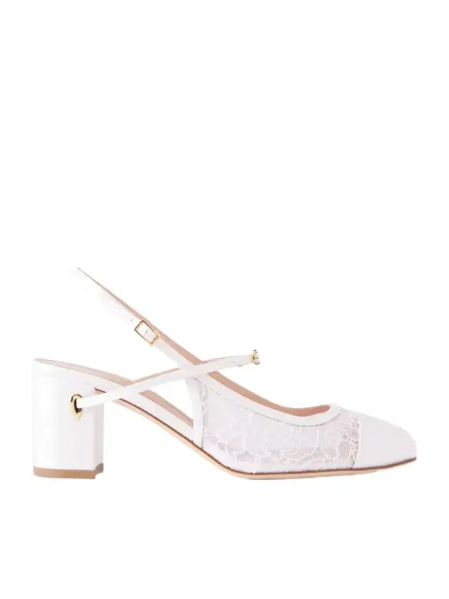 Jennifer Chamandi Mattia 65 Satin-trimmed Lace Pumps