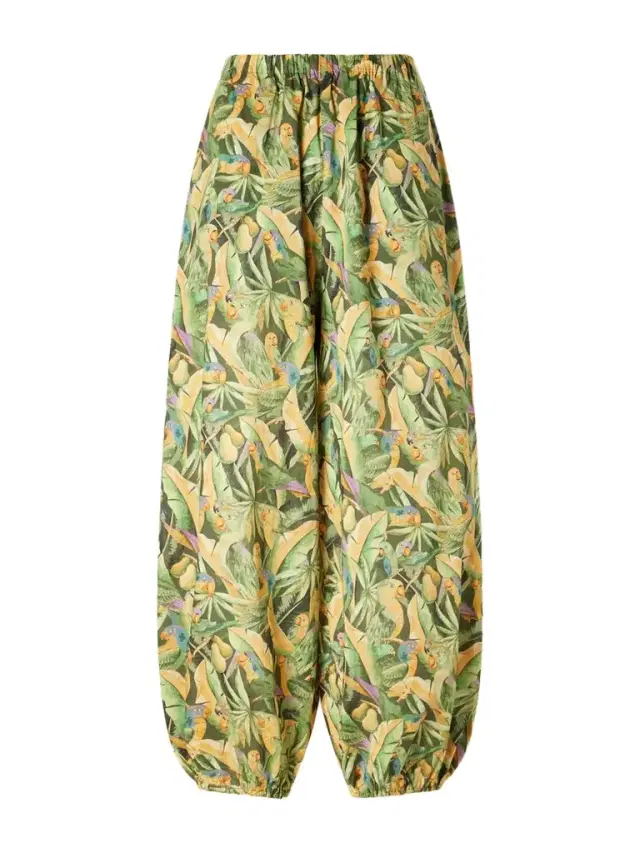 Parrot Printed Balloon Cotton Pants