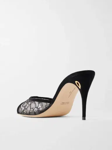 Jennifer Chamandi Guido 85 Suede-trimmed Lace Sandals | Thumbnail 3 Jennifer Chamandi Guido 85 Suede-trimmed Lace Sandals | Thumbnail 3