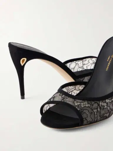 Jennifer Chamandi Guido 85 Suede-trimmed Lace Sandals | Thumbnail 5 Jennifer Chamandi Guido 85 Suede-trimmed Lace Sandals | Thumbnail 5