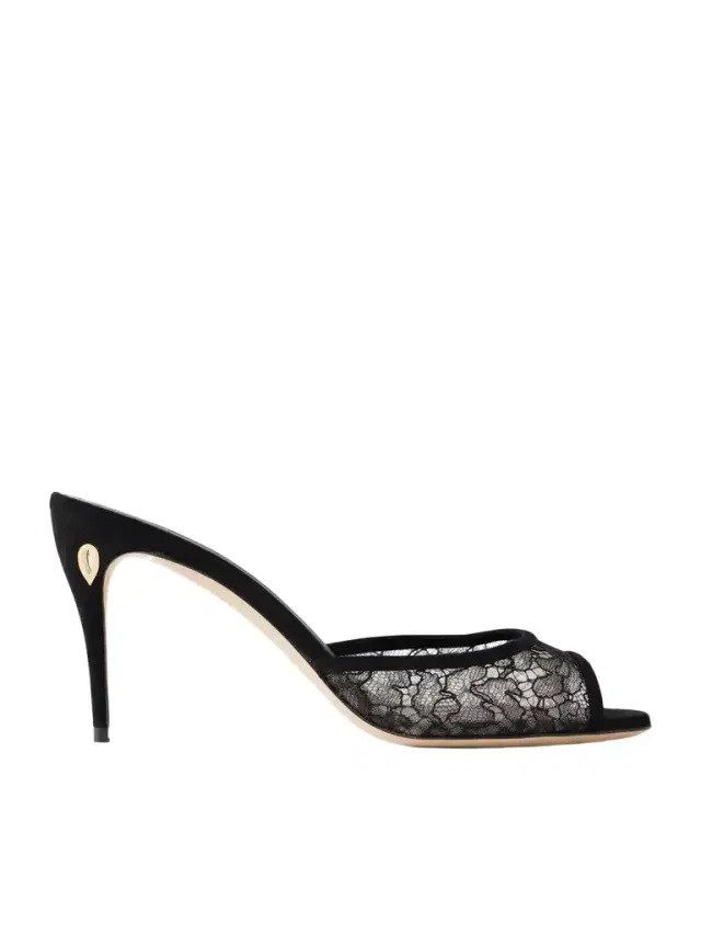 Jennifer Chamandi Guido 85 Suede-trimmed Lace Sandals