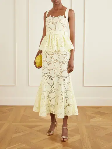 Self-Portrait Belted Lace Peplum Midi Dress | Thumbnail 2