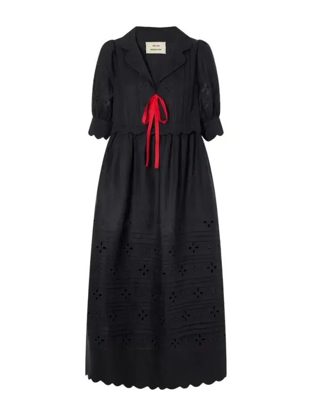 Vita Kin Bari Tie-detailed Broderie Anglaise-trimmed Linen Midi Dress