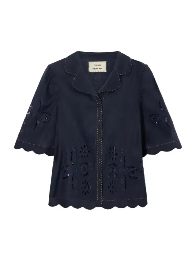 Broderie Anglaise-trimmed Linen Shirt